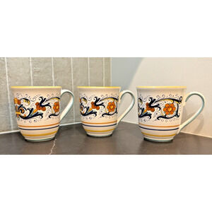 Set of 3 SUR LA TABLE Nova Deruta Italy Hand Painted Stoneware Mug Cup *READ*
